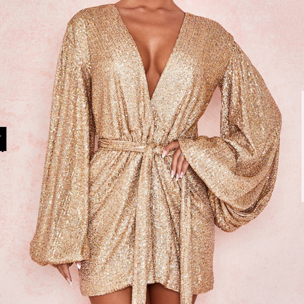 NEW House of CB Gold ‘Verina’ dress Size XS